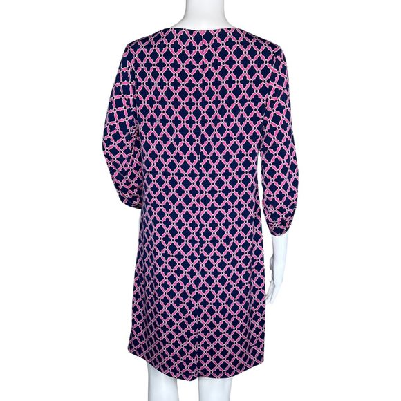 Laundry By Shelli Segal Dress Women Small Navy Blue Pink Geometric Casual Office - Picture 5 of 9